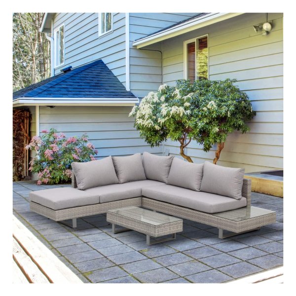 Loungeset - Poly Rattan - Weerbestendig - Grijs