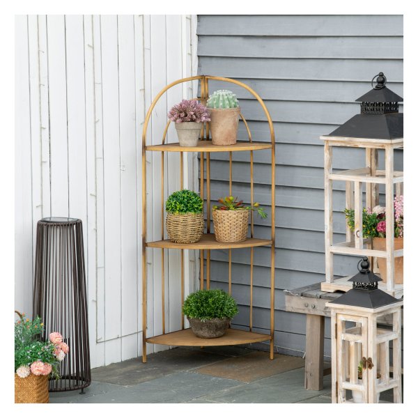 Plantenrek – Opvouwbaar Design – Metaal – Bruin