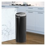 Automatische Afvalbak met Infraroodsensor, 50L Roestvrijstalen Keukenprullenbak voor Woonkamer, Kantoor, Zwart