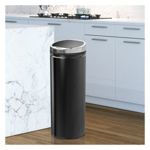 Automatische Afvalbak met Infraroodsensor, 50L Roestvrijstalen Keukenprullenbak voor Woonkamer, Kantoor, Zwart