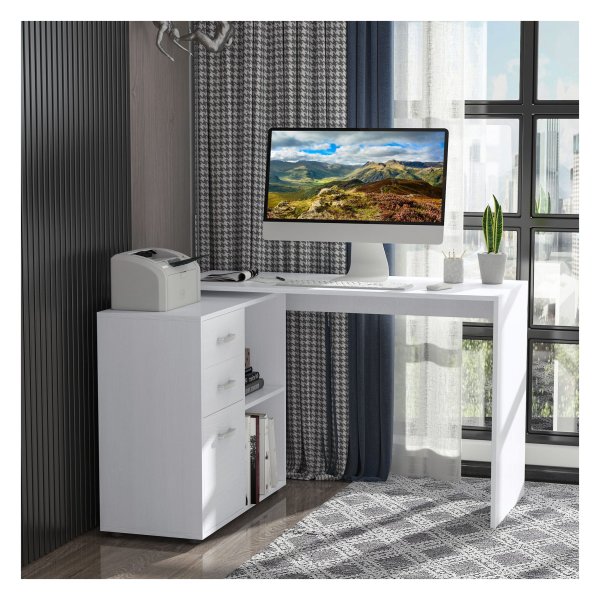Hoekbureau - Zaza Home - Computertafel - L-vormig - Grijs