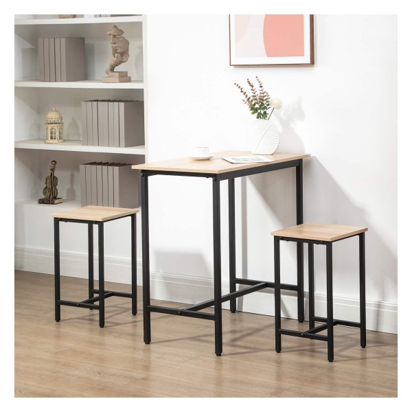 Eettafelcombinatie - Modern design - Houten blad - Wit