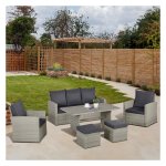 Tuindinergroep – Poly Rattan - 6-delig – Grijs