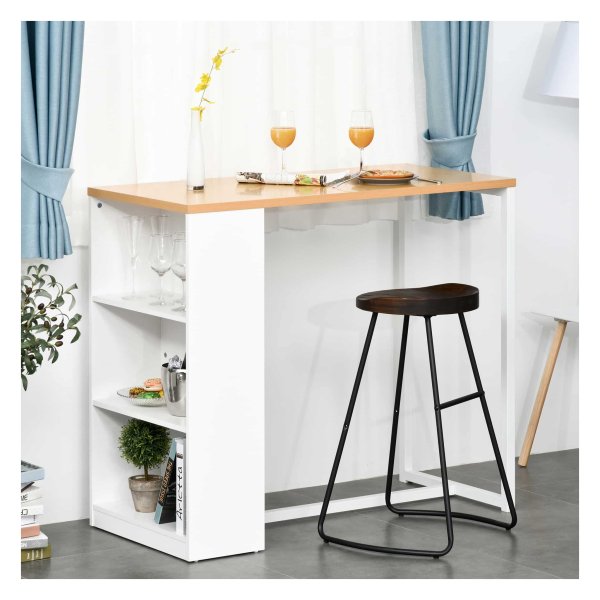 Keukentafel - Bart tafel - 3 verdiepingen - Opbergplank - Wit & houtkleur