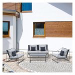 Tuinmeubel - Complete set - Geschikt voor buiten - Grijs/Zwart