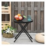 Tuintafel - BistroLife - Opvouwbaar - Glazen blad - Zwart