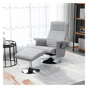 Massagestoel – Comfort Relax - Voetensteun en ligfunctie – Elektrisch - Lichtgrijs