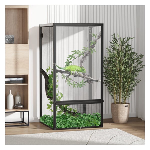 Terrarium - Zaza Home - Aluminium constructie - Gaas broeddoos - Zwart