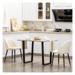 Eetkamerstoelen - Luxe Design - Gestoffeerde rugleuning - Crèmekleurig