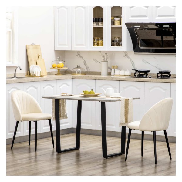 Eetkamerstoelen - Luxe Design - Gestoffeerde rugleuning - Crèmekleurig