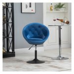 Barkruk - Zaza Home - Verstelbare hoogte - Fluweelachtige touch - Blauw