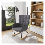 Schommelstoel - Zaza Home - Relax - Lamswolimitatie - Donkergrijs