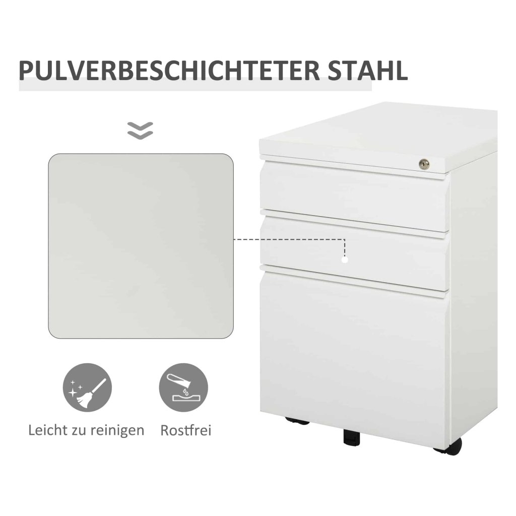 Rolcontainer met 3 laden Bestandskast Kantoor Kast met Wheels Office ...