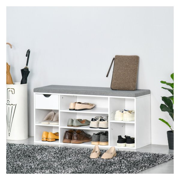 Opbergbank - ComfortHome - Verstelbare planken - Wit
