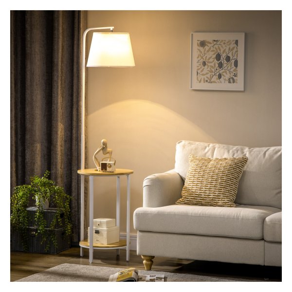 Vloerlamp – Lumina - Linnen lampenkap – Licht en wit