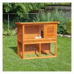 Konijnenhok - - Stabiele kooi - Met 2 verdiepingen - Houtgeel