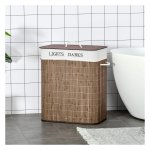 Wasmand - EcoHome - 100 liter - Verwijderbare waszak - Bruin & wit