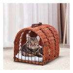 Transportmand – Zaza Home - Gevlochten rieten hol – Voor katten - Bruin