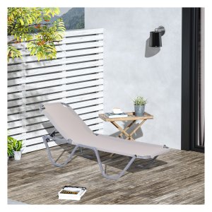 Tuinligstoel - Relaxdesign - Aluminium - Beige
