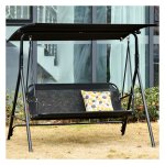 Schommelstoel - Hollywood Swing - 3-zits - Verstelbaar - Zwart