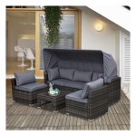 Loungeset - Rattan zitgroep - Zonnedak - Metaalgrijs