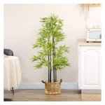 Kunstmatige plant, bamboeboom, kunstplant, kunstboom inclusief een plant, huisplant, interieurdecoratie, 150 cm, groen+ zwart