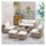 Tuinset - ComfortLine - Rieten zitplaatsen – Salontafel - Kaki