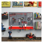 Gereedschapshouder - TopTools - Wandplank opbergdozen – Haakset - Grijs/Rood