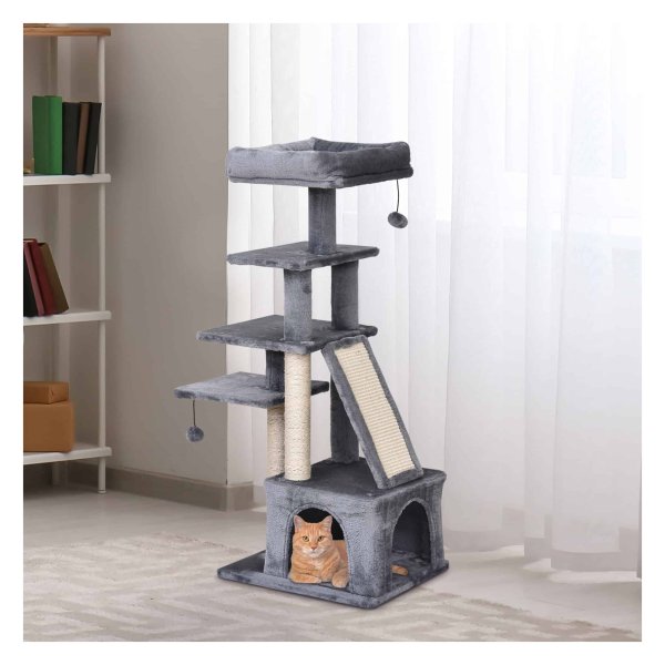 Krabpaal – Zaza Home - Pluche kattenhuis – Boomklimmend - Grijs
