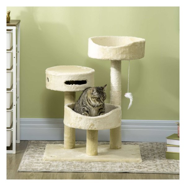 Krabpaal – LuxeDier – Klimboom – Kattenbedden - Beige