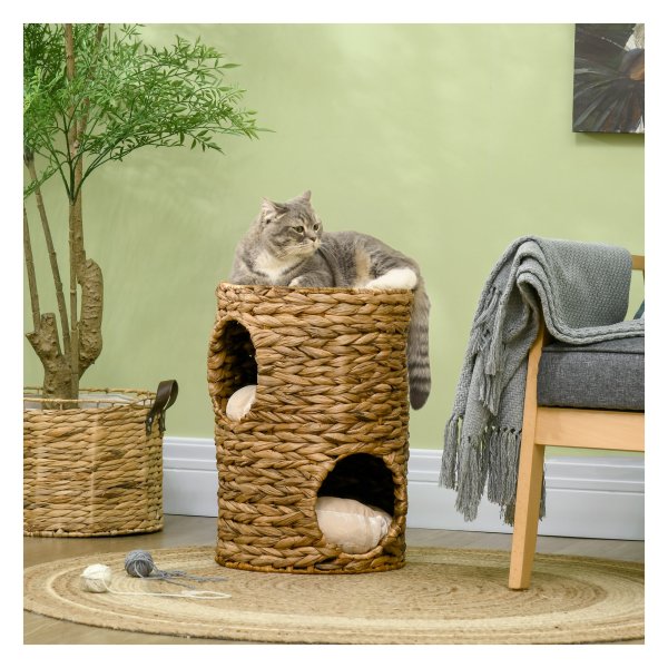 Kattentoren - HappyCat - Zacht kussen - 2 verdiepingen - lichtbruin