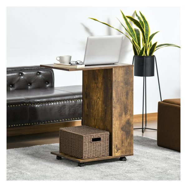 Bijzettafel - Stowa Shop - Mobiele Tafel - Rustieke Houten Look - Bruin