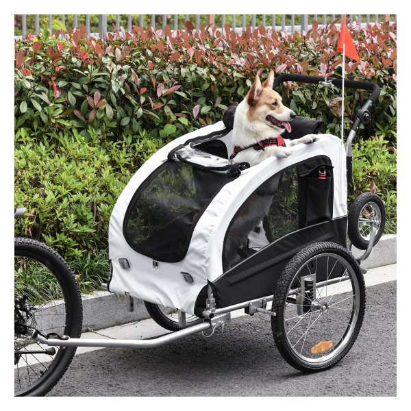 Hondentrailer - Zaza Home - Jogger Fietskar - Wit/Zwart