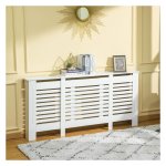 Koop radiatoren kopen radiator bekleding radiator deksel radiatordekking verstelbare mdf wit 140-202 x 19 x 82,5 cm