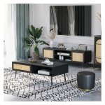 Televisiemeubel - Luxor - Rotan-look – Kabelopening - zwart
