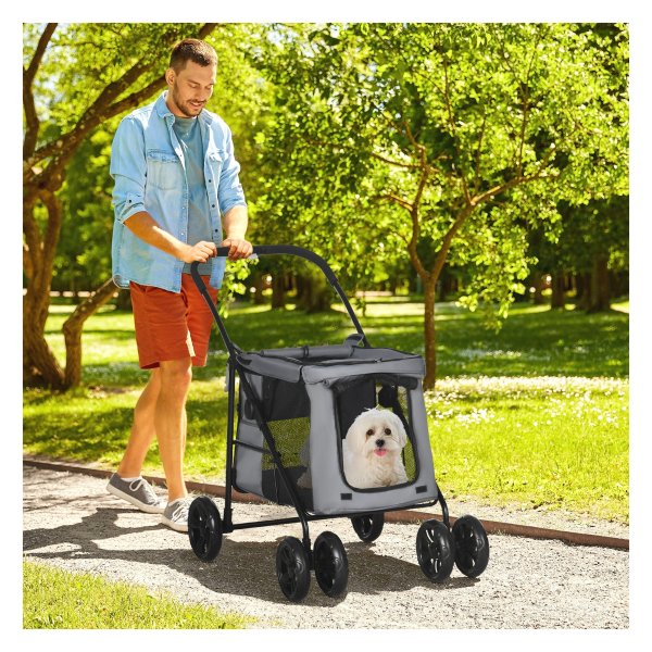 Hondenbuggy - ComfortRide - Inklapbaar - Kattenbuggy - Grijs/Zwart