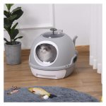 Kattenbak - HappyCat - Met overkapping - Draagbaar - Grijs