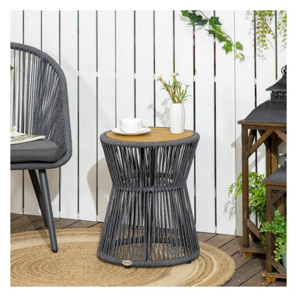 Tuinbistrotafel - Terras&Co - Kunststof tafelblad - Verstelbare poten - Donkergrijs