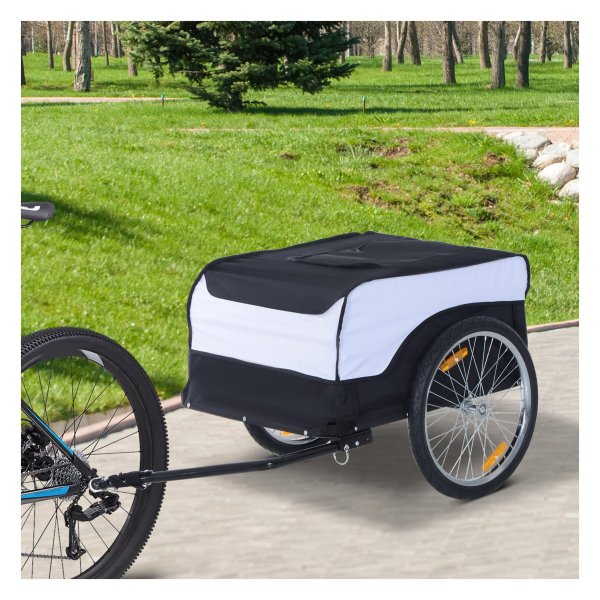 Fietsaanhanger - Oxford - Maximaal laadvermogen - Gemakkelijk transporteren - Wit/Zwart
