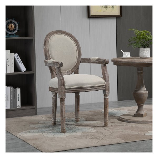 Eetkamerstoel - Retro Chic - Armleuning - Crème wit