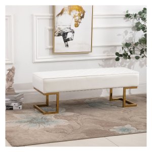 Stoel - LuxusDesign - Synthetisch leer - Gouden metalen frame - Wit