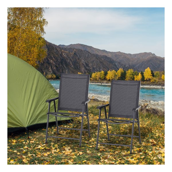 Campingstoel - Zaza Home - Met armleuning - Opvouwbaar - Zwart