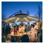 Parasolstandaard - LuxusGarten - Automatisch openend - LED verlichting - Lichtgrijs