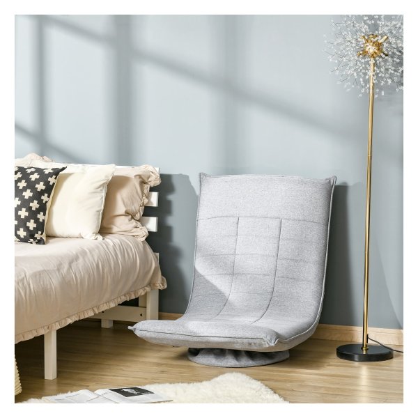 Kussenstoel – Zaza Home - Opvouwbaar met rugleuning – Lichtgrijs