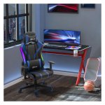 Gamingstoel - Zaza Home - Ergonomisch - LED-verlichting - Zwart