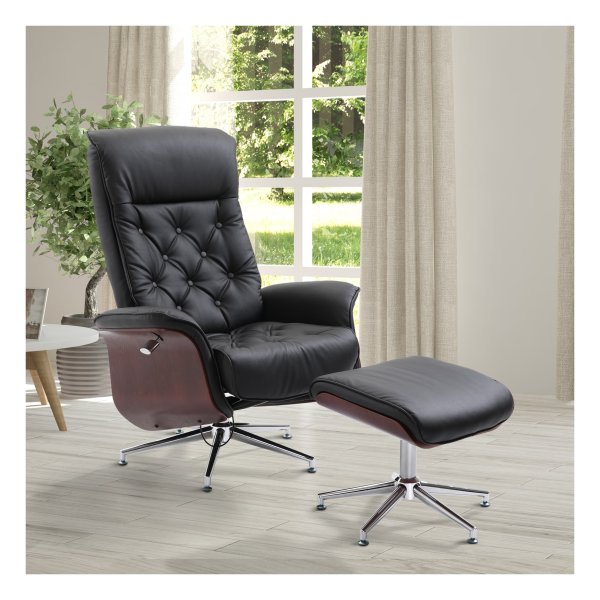 Fauteuil - Relaxit - Draaifunctie - Verstelbare rugleuning - Zwart
