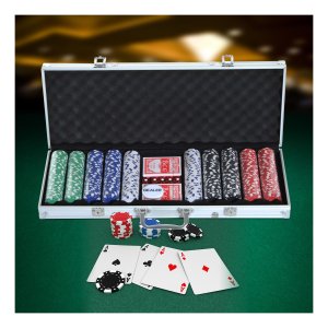Pokertafelset - Ultimate Poker - 500 Chips - Aluminium - Zwart
