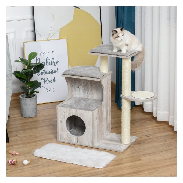 Krabpaal - Zaza Home - Kattenhuisje - Klimboom - Grijs