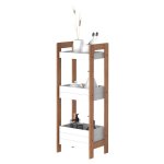 Bamboe - Relaxdays - Staand - Opbergcompartimenten - Wit