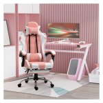 Gamingstoel - Comfort King - Ergonomisch - Verstelbaar - Roze & Wit
